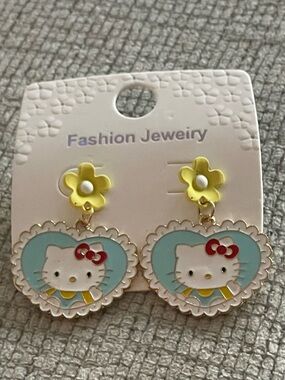Fashion Jewelry Hello Kitty Blue White Red Yellow Flower Drop Earrings